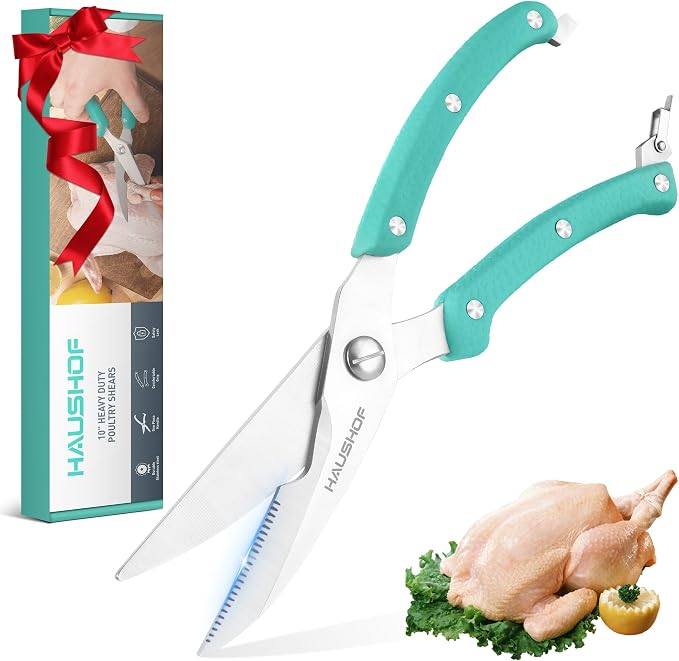 HAUSHOF Kitchen Shears for Food, Heavy Duty Poultry Shears, Stainless Steel by HAUSHOF