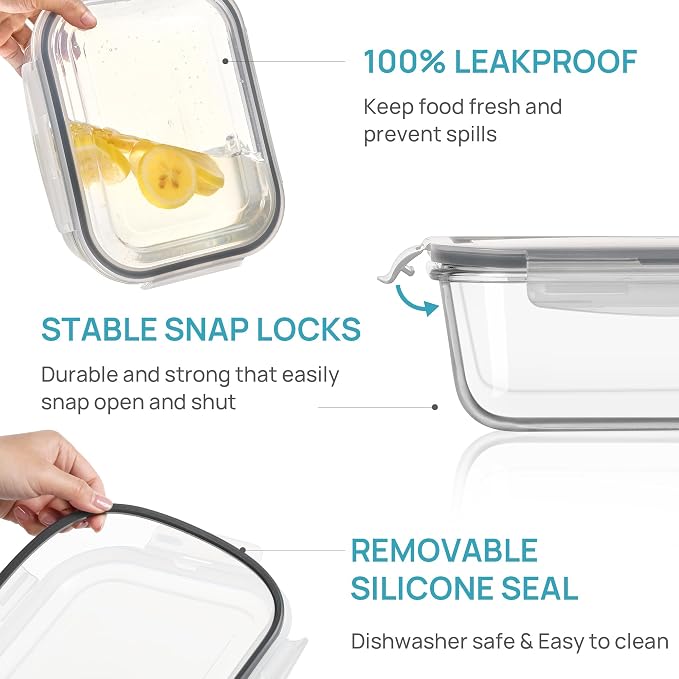 Vtopmart 2Pack 2260ml/ 76.4oz Large Glass Storage Containers - Image 6