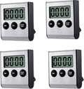 4 Pack Digital Kitchen Timer Magnet, Stainless Steel Cooking Timers by Kyzistn