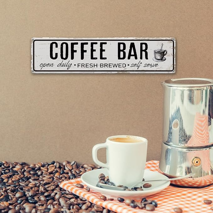 Coffee Bar Open Daily Sign, Retro Metal Tin Sign, Rustic Farmhouse Wall Decor - Image 6