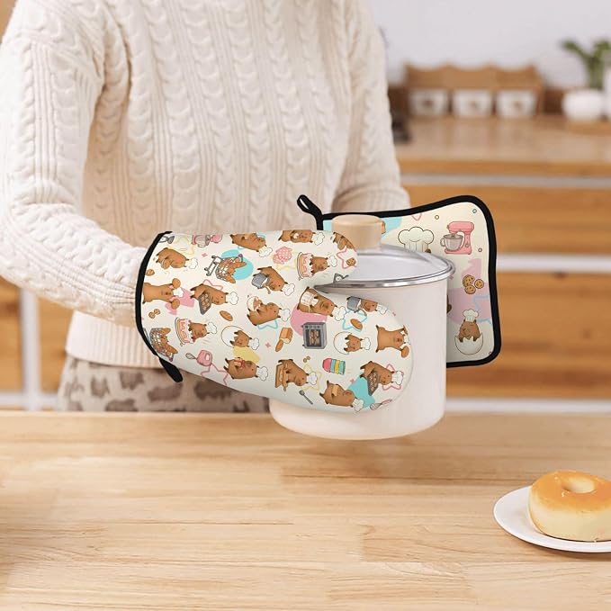 Capybara Gifts for Women, Funny Capybara Oven Mitt & Pot Holder Set, Heat - Image 10
