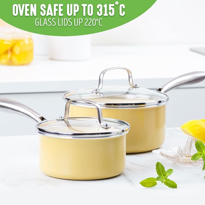 GreenLife Artisan Healthy Ceramic Nonstick, 1QT and 2QT Saucepan Pot Set - Image 7