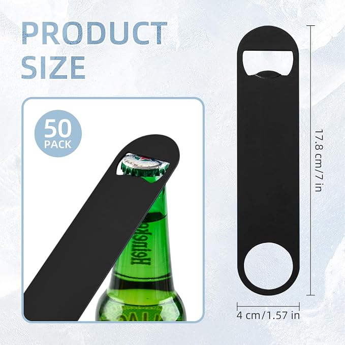50 Pack Flat Beer Bottle Opener 7 inch Stainless Steel Flat Bottle Opener Beer - Image 2