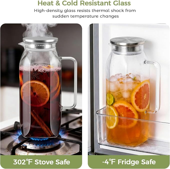 2 Pack 2 Liters 68 oz Square Glass Pitcher - Image 4