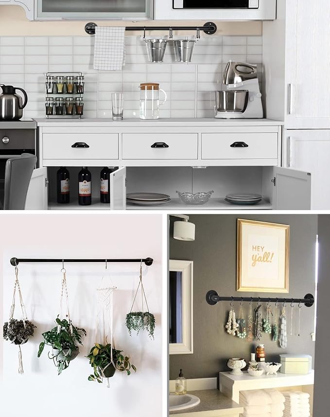 Industrial Pipe Pot Pan Rack 21", Wall mount Pot hangers Pan Hanging Rail Lid - Image 5