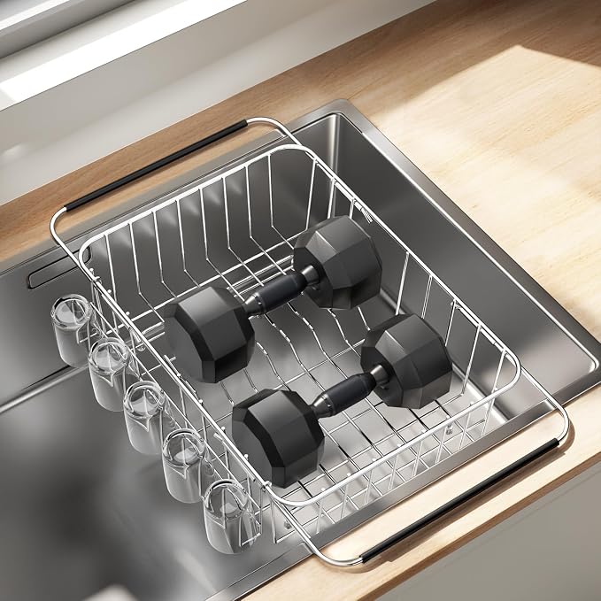 Fanbsy Dish Drying Rack in Sink, Extendable Stainless Steel Dish Drainers - Image 9