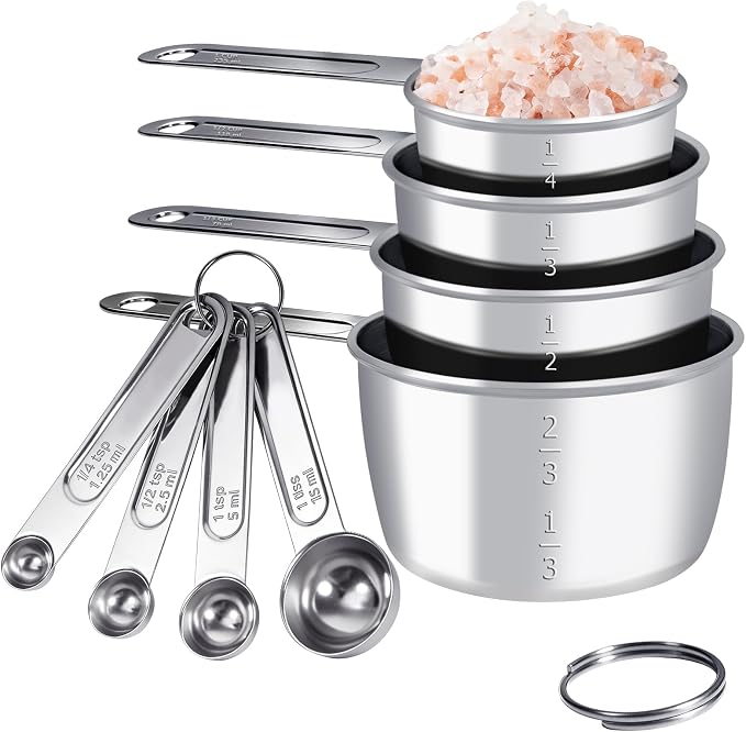 Stainless Steel Measuring Cups and Spoons Set, Dry & Liquid Dishwasher Safe by Unknown