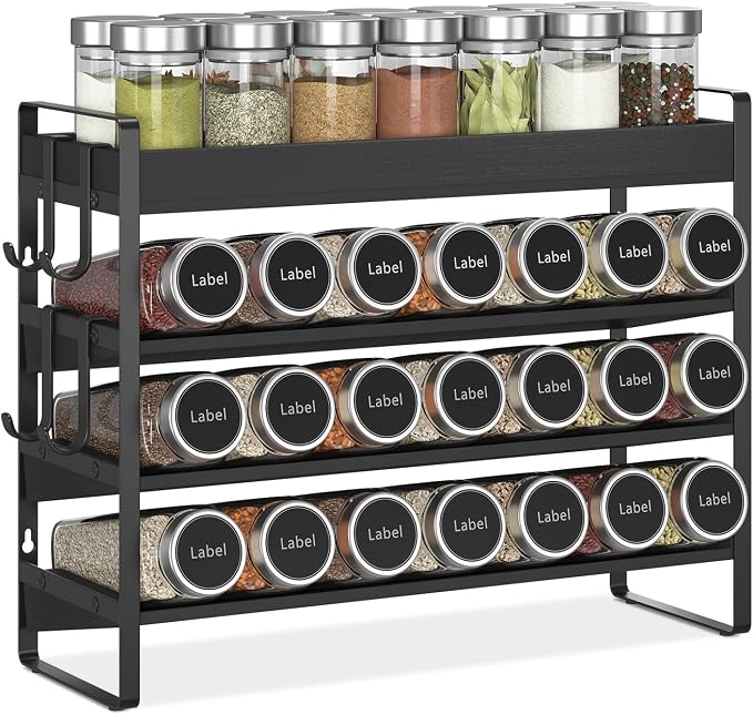 EsLuker.ly Spice Seasoning Rack Organizer Kitchen Countertop, 4 Tier Bamboo by EsLukerly