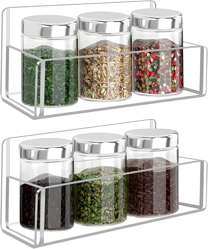 Acrylic Spice Rack Wall Mount-6 Inch, 2 Pack Hanging Seasoning Rack Organizer by Douildhaiy