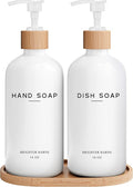 White Glass Hand and Dish Soap Dispenser Set by Brighter Barns by BrighterBarns