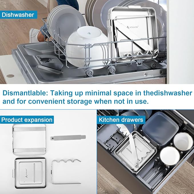 SOLEADER Pot Lid Holder While Cooking, 2 in 1 Stainless Steel Upright Spoon Rest - Image 6