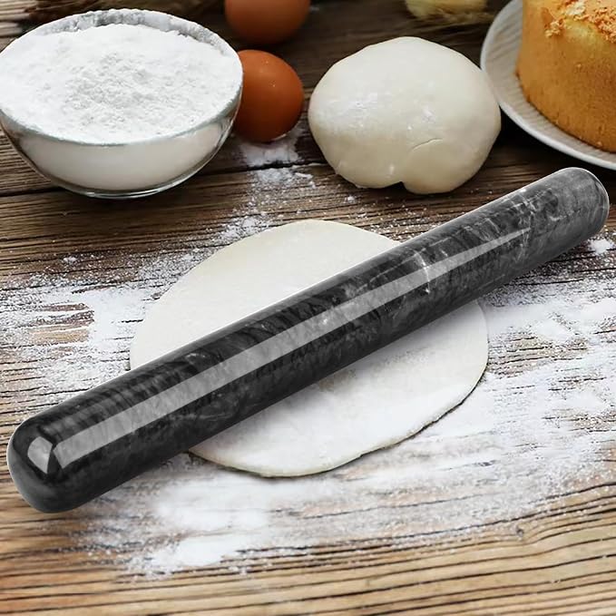Marble Rolling Pin with Stand, 15.7" Black Stone French Heavy Polished Non - Image 4
