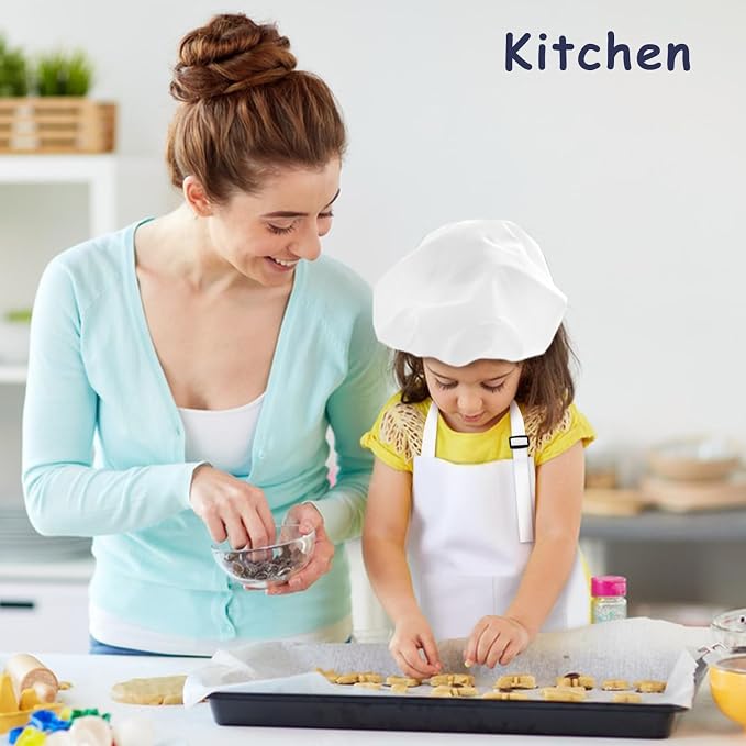 Kids Apron and Chef Hat Set, 24 Pieces Boys Girls Kids Apron - Image 5
