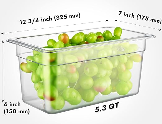 CURTA 6-Pack 1/3 Size 6" Deep NSF Polycarbonate Food Pans | Dishwasher & - Image 2