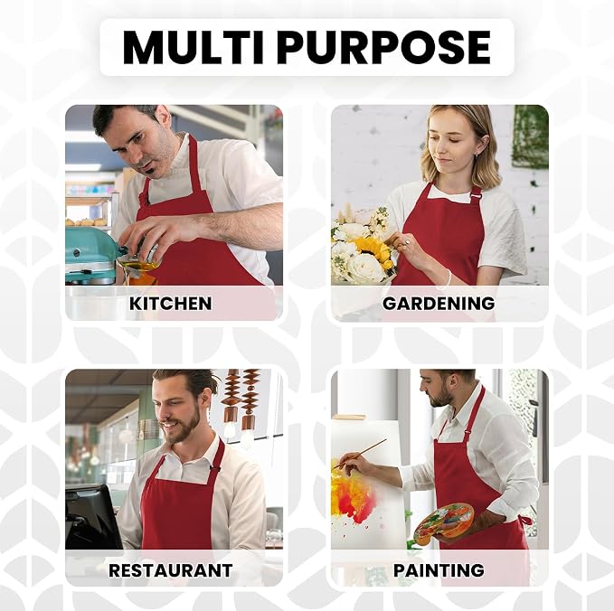 Adjustable Bib Apron 100% Polyester Kitchen Aprons Waterdrop Resistant Aprons - Image 6
