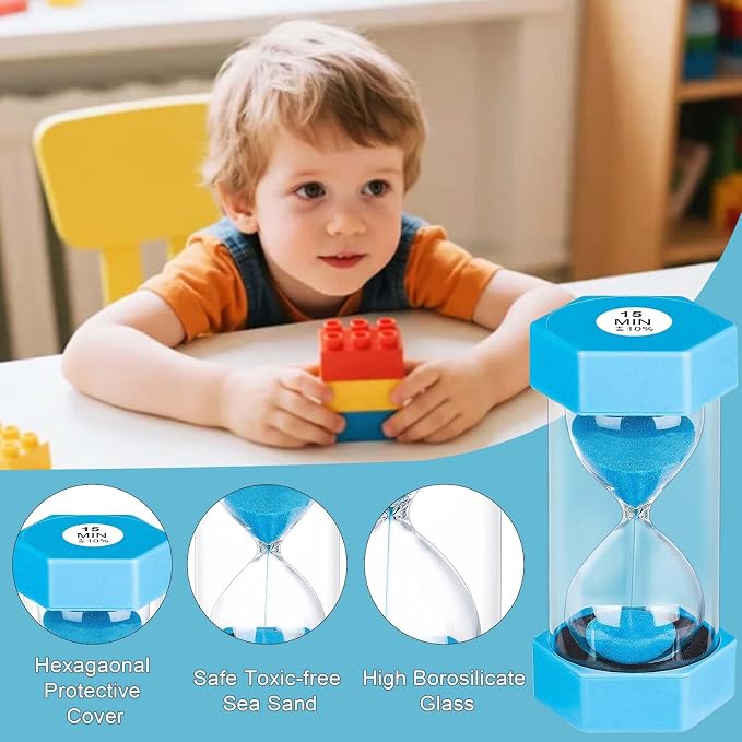 Hourglass Sand Timer 5 Minute, Plastic Unbreakable Hexagon Hourglass Sand Clock - Image 3