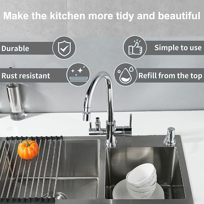 Soap Dispenser for Kitchen Sink, Stainless Steel Countertop Dish Soap Dispenser - Image 6