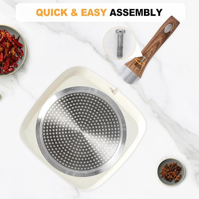 NEWBULIG 3-Piece Nonstick Grill Pan Set, Square Griddle Pans - Image 6