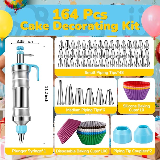 Cake Decorating Tools Supplies Kit: 164pcs Baking Accessories, Dessert Piping - Image 4
