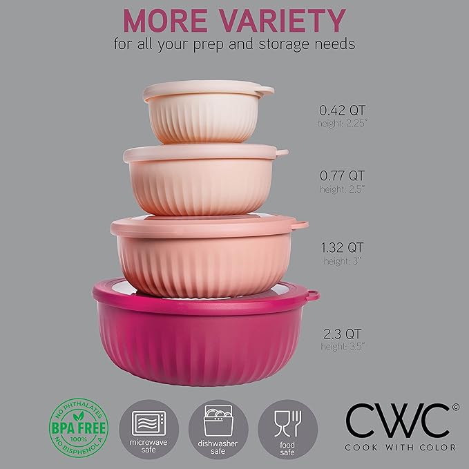 COOK WITH COLOR Prep Bowls with Lids- Wide and Deep Nesting Plastic Small - Image 2