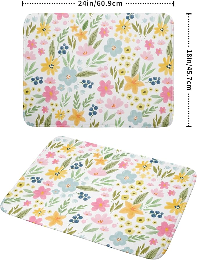 Spring Dish Drying Mat for Kitchen Counter Cute Floral Summer Holiday - Image 2