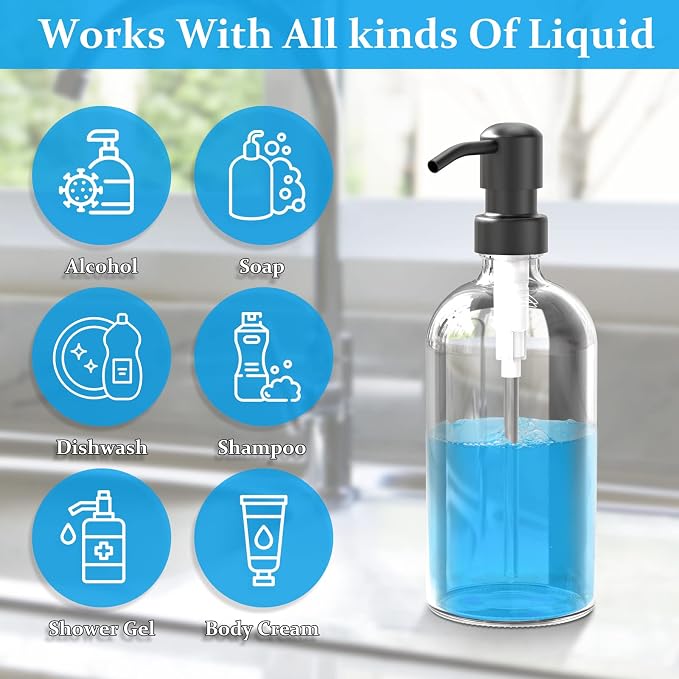 ARKTEK 2 Pack Refillable Glass Soap Dispenser - Image 7