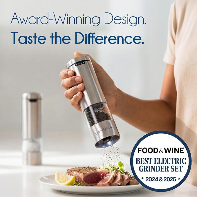 Latent Epicure Electric Salt and Pepper Grinder Set, USB-C Rechargeable - Image 7