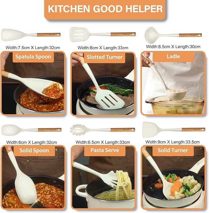 Large Silicone Cooking Utensils Set, Heat Resistant Silicone Utensils - Image 9