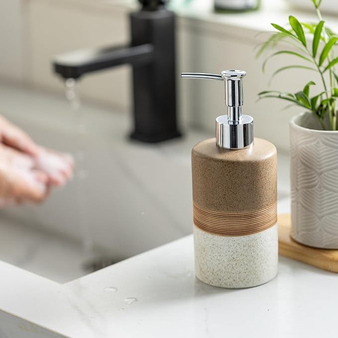 Ceramic Soap Dispenser Set for Hand Soap, Dish Soap, Conditioner, Includes - Image 8