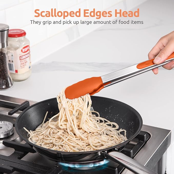 600ºF Heat Resistant Kitchen Tongs: U-Taste 12 inch Large Silicone Cooking Tong - Image 4