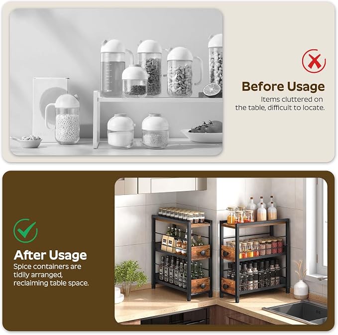 YATINEY Spice Rack, 3-Tier Pull Out Spice Rack Organizer - Image 7