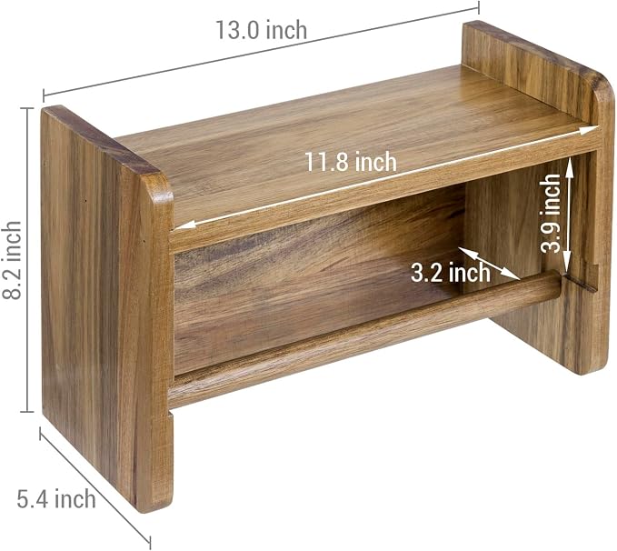 MyGift Hanging Paper Towel Roll Holder, Premium Acacia Solid Wood Farmhouse - Image 5