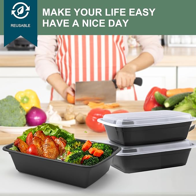 vivigu 50 Pack Meal Prep Containers 24 oz, Leakproof Plastic Food Storage - Image 7