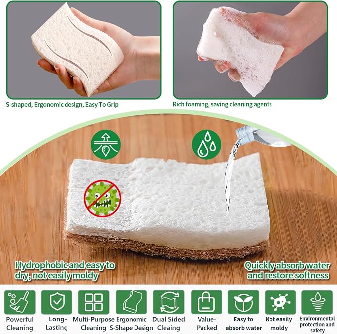 Sponges Kitchen Natural Dish Sponge Plant-Based Biodegradable Compostable - Image 2