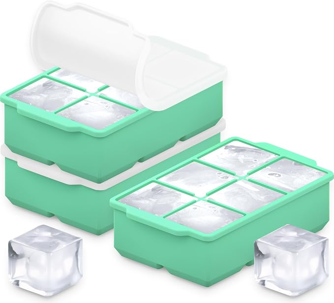 KitchFort Large Silicone Ice Cube Tray, Easy Release 2" Big Ice Cubes by KitchFort