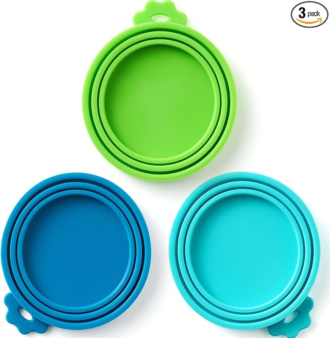 3 Pack Universal Pet Food Can Covers Lids by BasicHaus