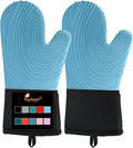 Silicone Oven Mitts-13.6 in Extended Oven Mitts Heat Resistant 500F, Oven Gloves by Tayfeim