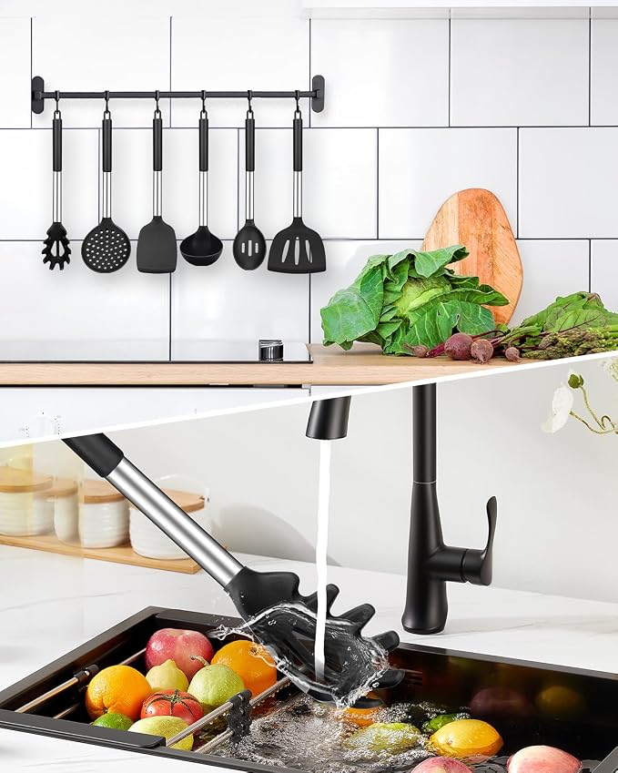Silicone Cooking Utensil Set, BPA Free Heat Resistant Kitchen Tools - Image 5