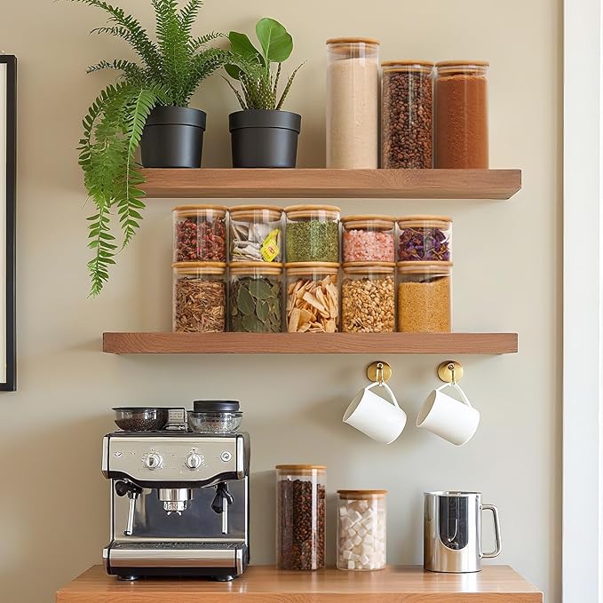 ComSaf 0.5 Qt Glass Food Storage Jars Set of 9, Pantry Organization Jar - Image 5