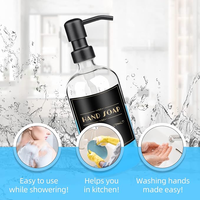 ARKTEK 2 Pack Refillable Glass Soap Dispenser - Image 4