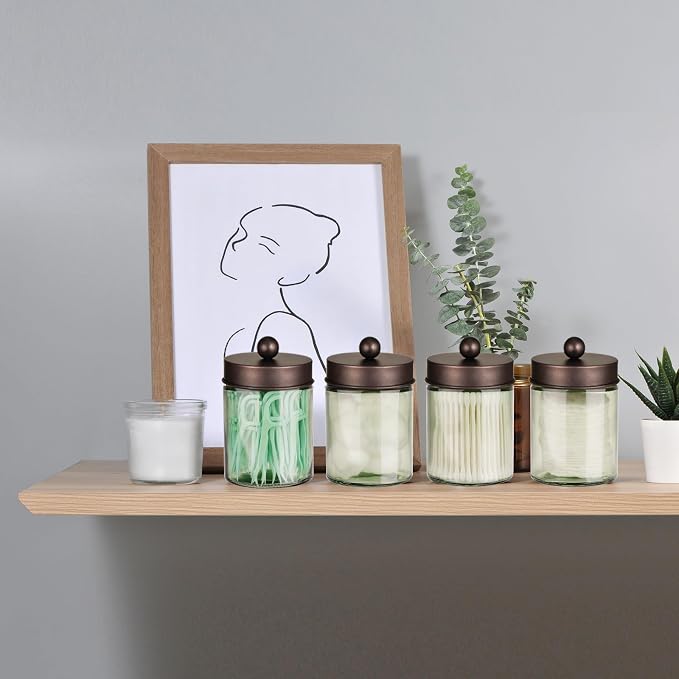 3 Pack Apothecary Jar Canisters Bathroom Vanity Organizer - Image 5