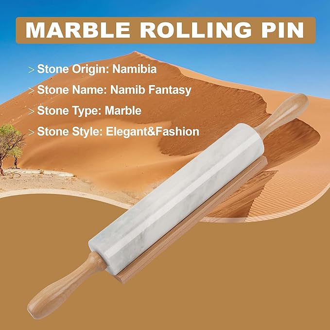 Koville African Natural Marble Rolling Pin, Non-Stick Polished Dough Roller - Image 5