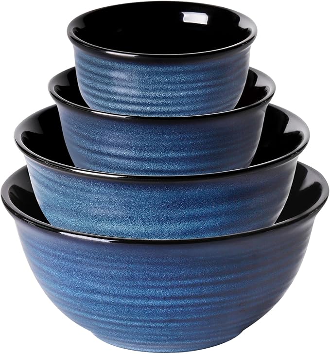 HASENSE Mixing Bowls for Cooking, Ceramic Serving Dishes Set of 4 for Salad by Hasense