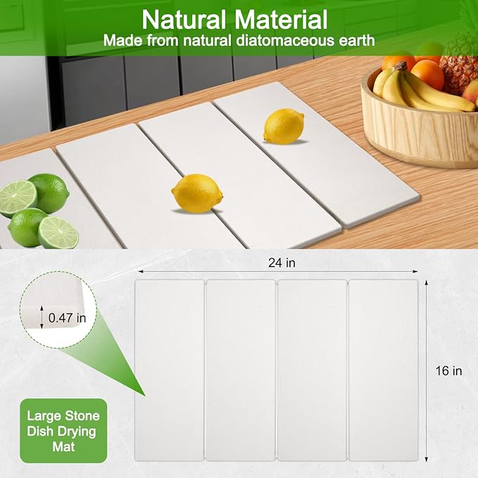 Large Dish Drying Mat for Kitchen Counter, Heat-resistant Mat, Diatomaceous - Image 3