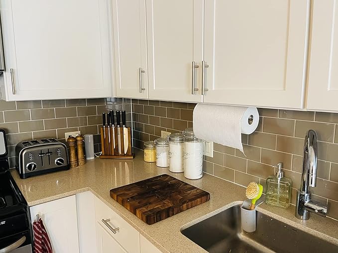 2nd Gen Paper Towel Holder Under Cabinet No Drilling, Self Adhesive or Drilling - Image 2