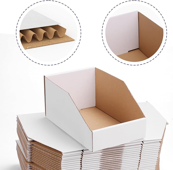 EXYGLO Cardboard Storage Bins 35 Pack, 9.4x6x4.5 Inch Cardboard Boxes, - Image 3