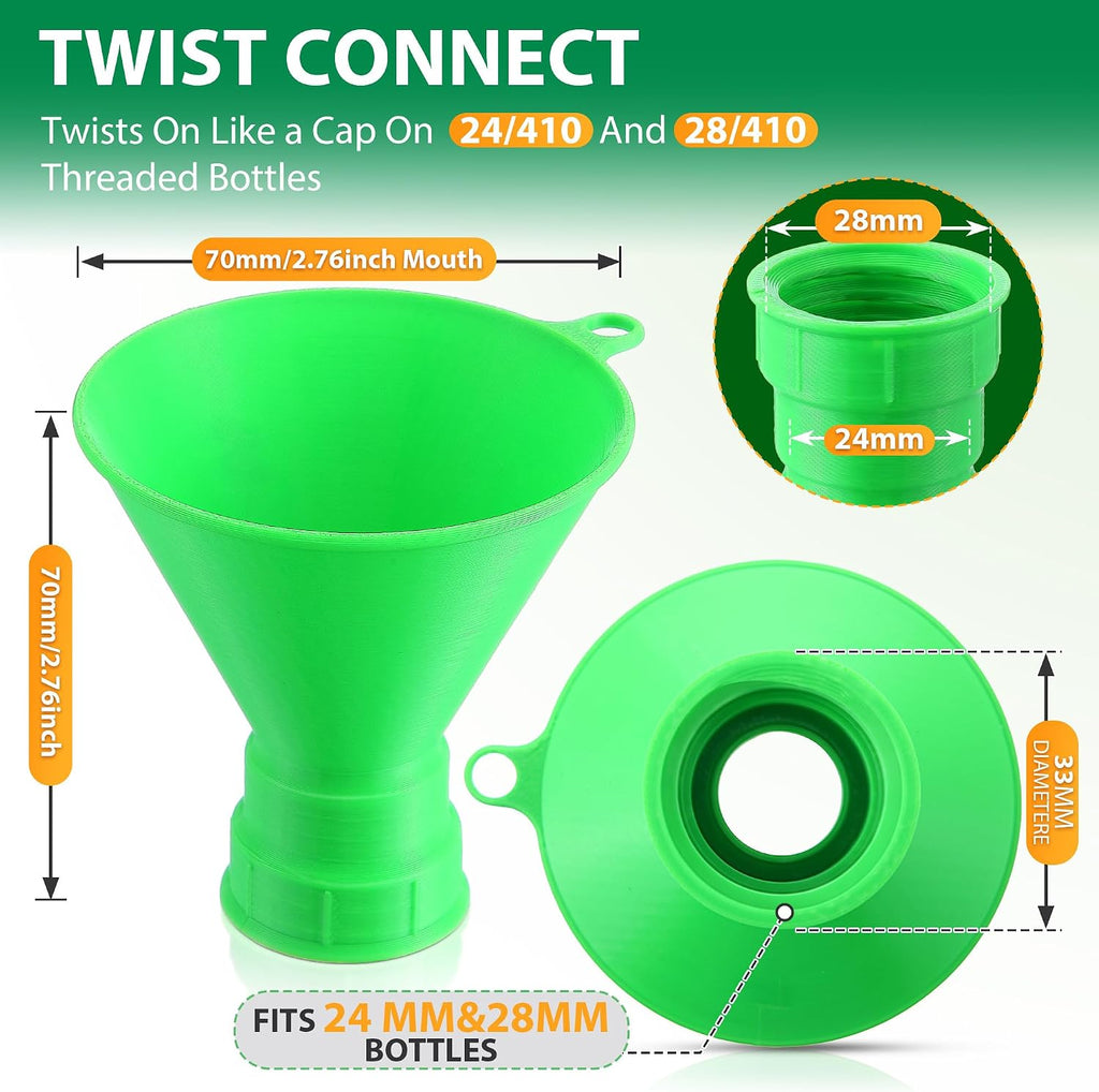 Threaded Funnel Easy Fill Funnel, Twist On Bottle Refill Adapter