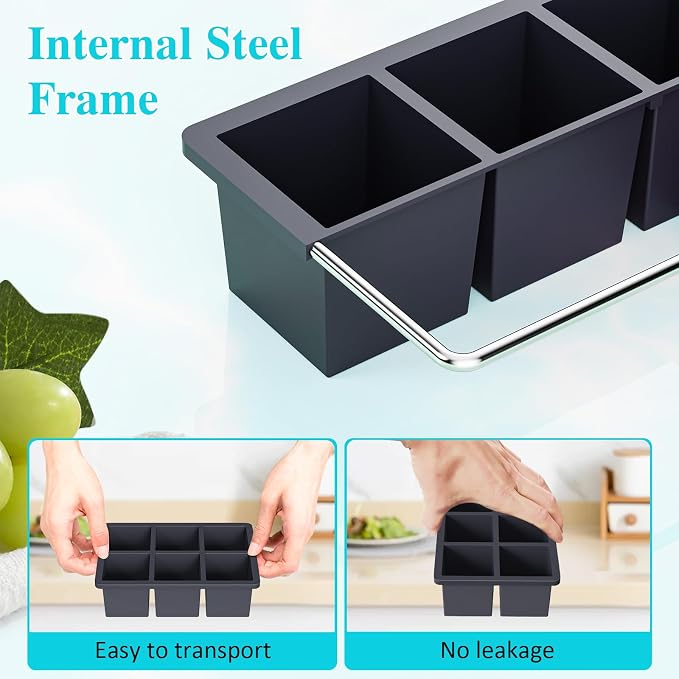 Large Ice Cube Tray for Whiskey: 2inch Big Silicone Ice Trays - Image 3