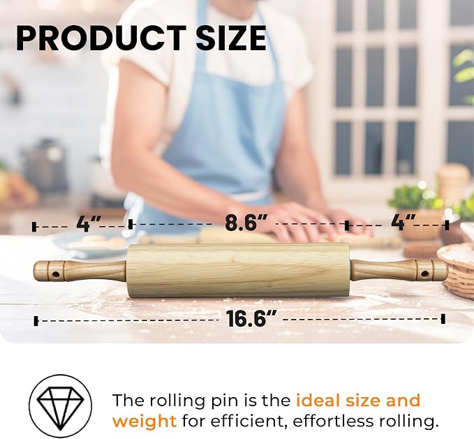 KARRYOUNG Rubber Wood Rolling Pin - Image 2