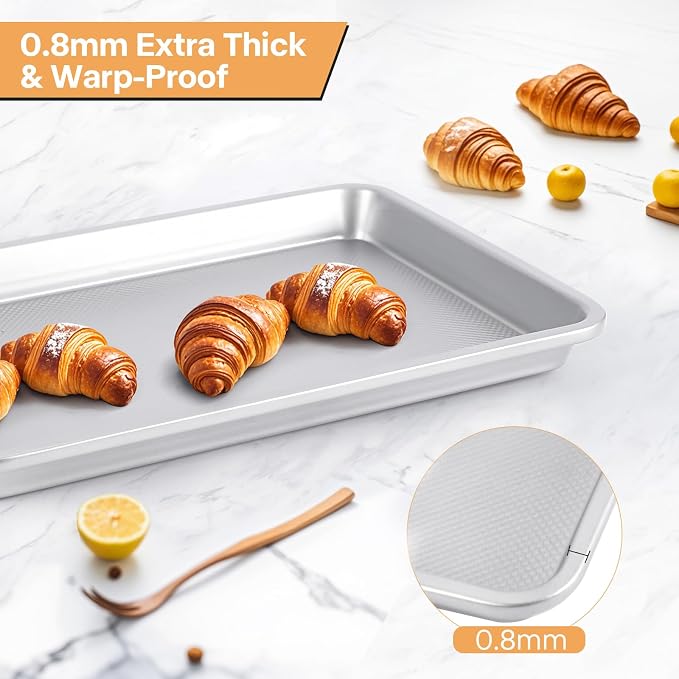 3-Piece Non-Stick Baking Sheet Set | PFOA/PFOS/PTFE-Free, 0.8mm Heavy-Duty Steel - Image 3